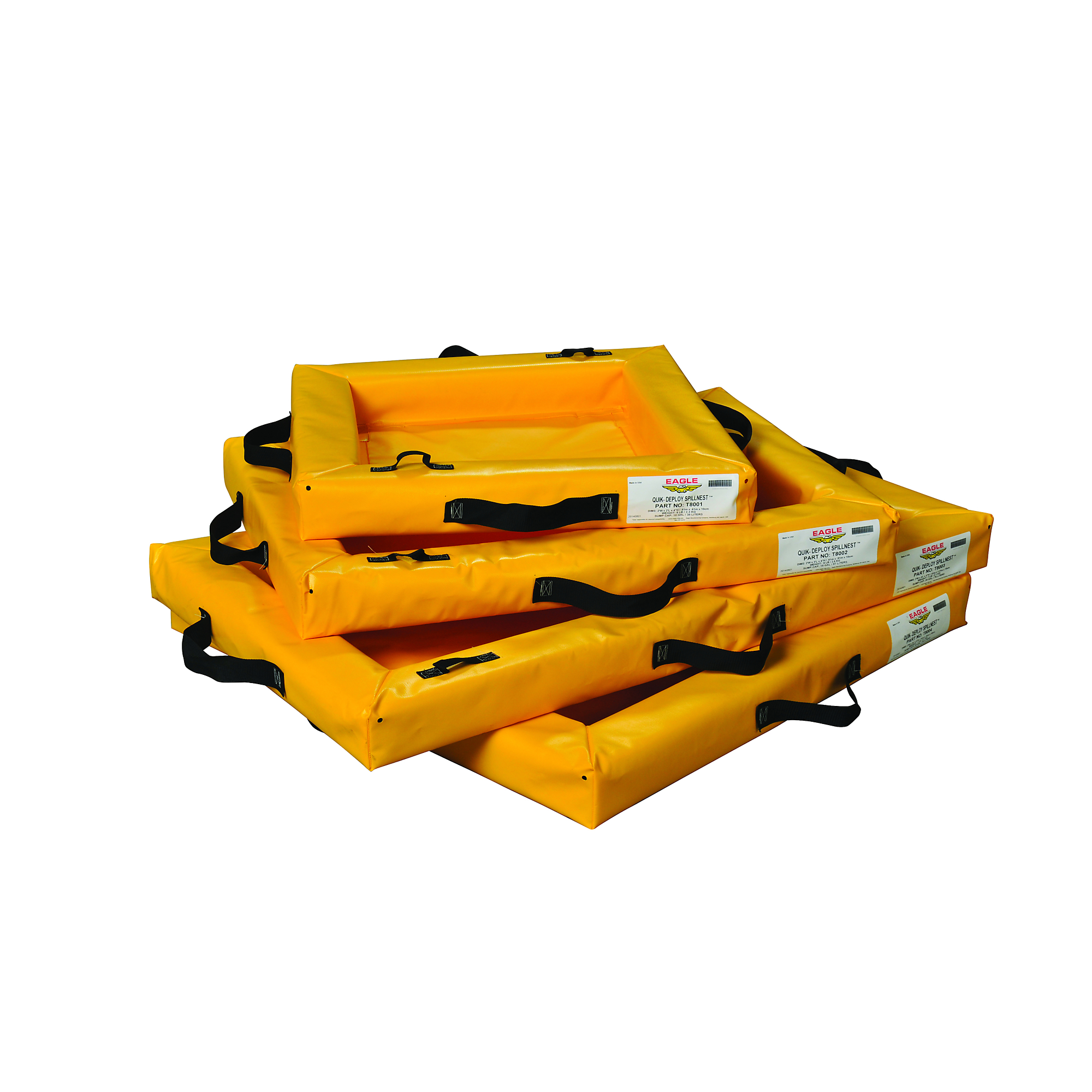 Eagle Spill Containment Berm — 4ft. x 4ft., 40-Gal. Capacity, Quik-Deploy SpillNEST, Yellow, Model# T8005